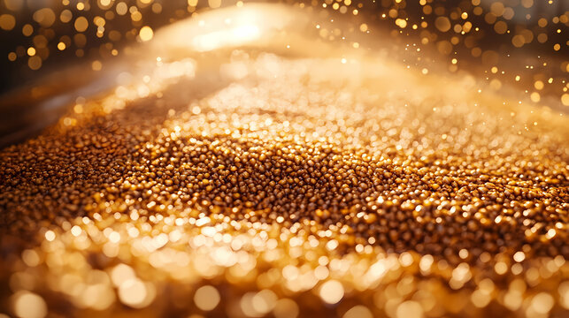 Close-up perspective of brewing malt mash with a dynamic depth of field, showcasing the moisture and texture in an artisanal beer setup. Perspective Depth Techniques. Illustration