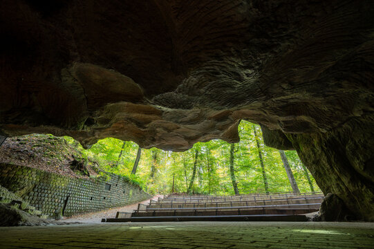 Scenic diversity of Mullerthal, Luxembourg's Little Switzerland, hiking routes, rock formations, moss-covered forests, tourist destination in Europe