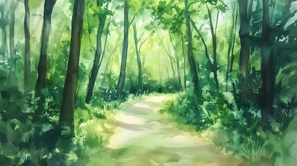 Obraz premium illustrate lush green forest