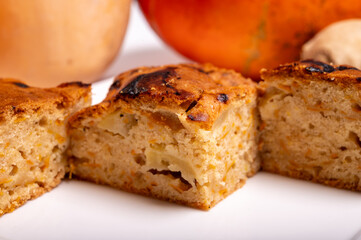 Homemade fresh baked cake from Hokkaido squash pumpkin with apples