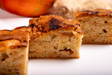 Homemade fresh baked cake from Hokkaido squash pumpkin with apples