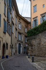 Historical part of Bergamo city, Bergamo Alta with narrow streets, tourists destination