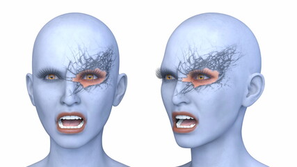 女性の顔アップ　3DCGレンダリング