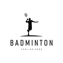 simple sport design simple badminton logo black silhouette minimalist shuttlecock vintage concept