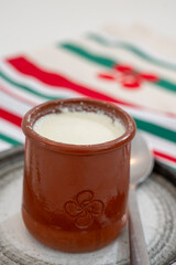 Basque sheep’s milk curd dessert Mamia or Cuajada, Curd, maman, gatzatua or gaztanbera Original Basque Dessert curdled with rennet