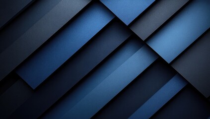Obraz premium Abstract background with dark blue and textured geometric shapes. Diagonal rectangular elements overlap, creating depth and shadow. The texture resembles subtle sparkle or grain. The color palette