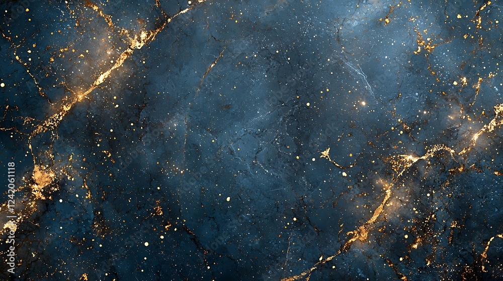 Wall mural a captivating blue marble texture with intricate gold splashes, creating a luxurious and smooth surf