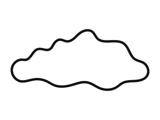 Black Cloud Outline Isolated on White Background. Concept of Weather Icon, Minimalist Style, Cloud Shape, Graphic Element, Atmospheric Design, Simple Illustration for Print and Design. Contour