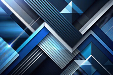 Obraz premium Abstract blue geometric shapes overlapping, digital art, website background