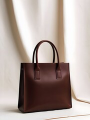 Elegant Brown Leather Handbag with Two Handles