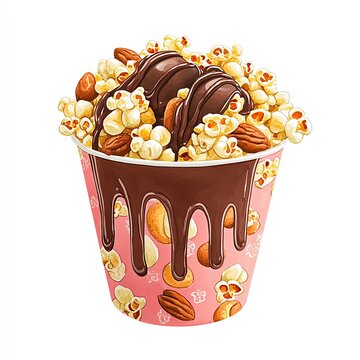 popcorn cup chocolate drizzle pink clip art preview