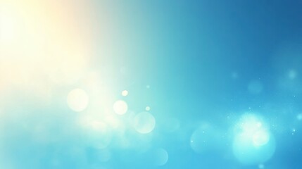 Soft Blue Background with Warm Glow and Bokeh Effect for Design