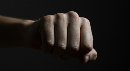 Close-up of a human fist against a dark background