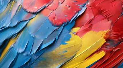 Obraz premium Colorful scarlet macaw parrot in studio setting wildlife photography indoor close-up vibrant feathers animal behavior. Animal Kingdom Inspirations. Illustration