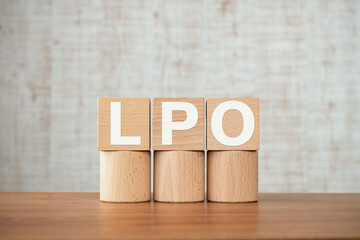 There is wood cube with the word LPO. It is an abbreviation for Landing Page Optimization as...