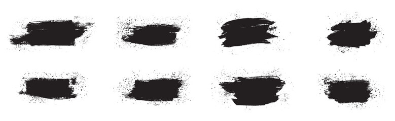 Set of Hand-Painted Brush Strokes - Black Grunge Ink Textures, Abstract Paint Smudges, Vector Brushstroke Elements for Creative Design, Artistic Rough Edges, Dirty Splatter, and Textured Patterns