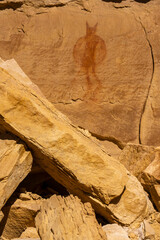 USA, Utah. Lone Warrior or Wolfman panel pictographs in San Rafael Swell Recreation Area.