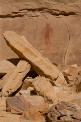 USA, Utah. Lone Warrior or Wolfman panel pictographs in San Rafael Swell Recreation Area.