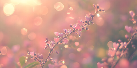 Fototapeta premium Pink Bokeh Adorned with Faint Heart-Shaped Glows for a Romantic Touch