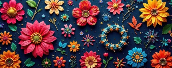 Complex woven textile, floral and star motifs, design, vintage