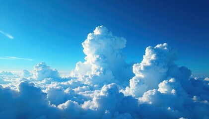 Deep blue canvas, dramatic cloud formations across expanse , blue, horizon