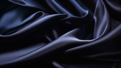 Obraz premium Smooth dark blue silk fabric with elegant folds