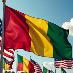 Pan African flag with African American flags and Juneteenth celebrations displayed together, Pan Africanism, wreath, Africa