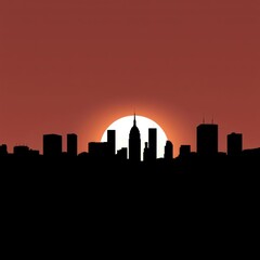 Naklejka premium City skyline at sunset background generative ai skyline silhouette 
