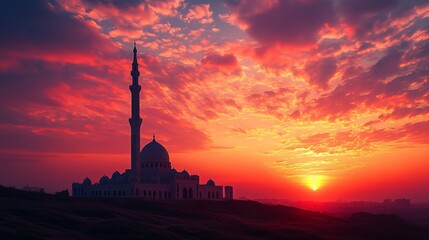 Obraz premium silhouette of mosque at sunset