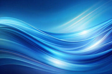 Fototapeta premium Abstract blue wave design, glowing streaks, dark background, website banner