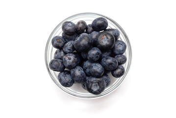 Bowl of Fresh Blueberries on a white background