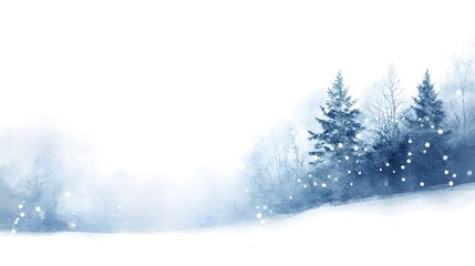 Fototapeta premium Winter Landscape with Evergreen Trees and Falling Snow