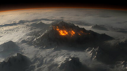 Volcanic Mountain Peak 3D Illustration