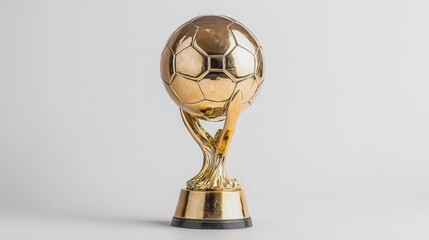 Golden Soccer Trophy on a White Background for Sports Achievements