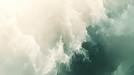 Fototapeta premium Abstract Green and White Cloud Background Illustration
