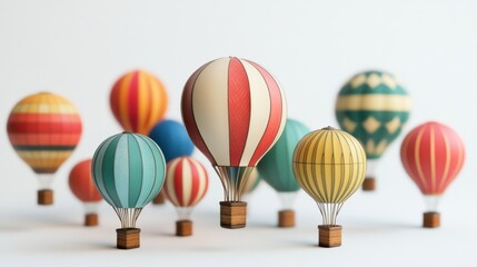 Colorful Hot Air Balloons Floating in Bright and Cheerful Setting