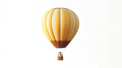Obraz premium Bright Yellow Hot Air Balloon Floating in a Clear Sky Background