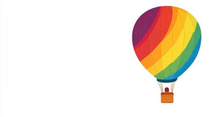 Fototapeta premium Colorful Hot Air Balloon with Simplistic Design on Blank Background