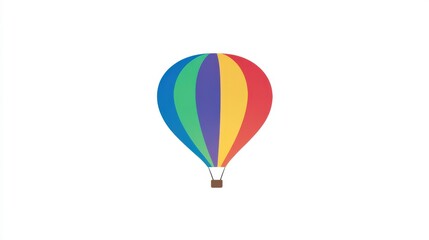 Vibrant Colorful Hot Air Balloon in Clear Blue Sky Illustration