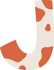 J Letter Alphabet With Cow Skin Pattern