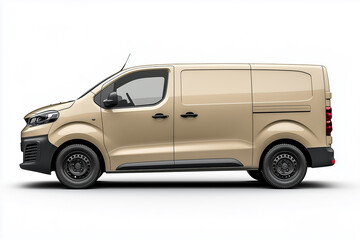 Van with empty side, space for design, transport car mock up. Delivery van isolated on white background
