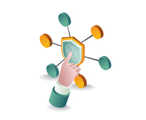 Network security button concept illustration