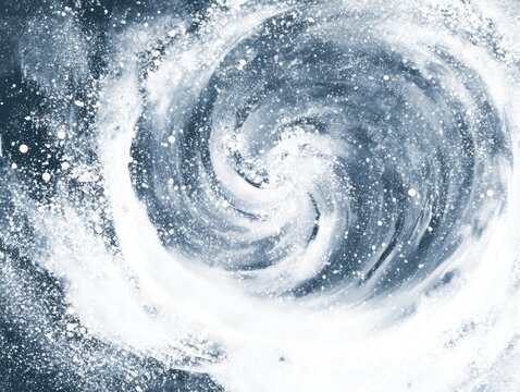 Swirling abstract pattern with white particles on a dark blue background