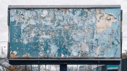 Weathered billboard with peeling paint texture creates a vintage aesthetic