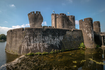 Views of the Caerphilly Castle in Wales