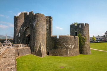 Obraz premium Views of the Caerphilly Castle in Wales