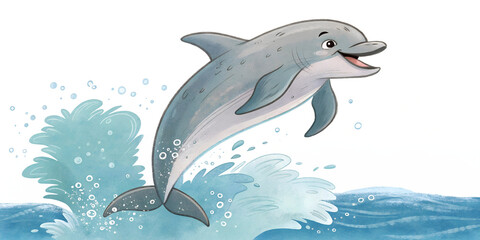 Obraz premium Dolphin leaps joyfully above ocean waves on a bright day, showcasing its playful nature and agility through the water transparent background png