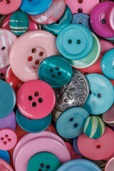 Close-up of variety of colorful buttons.