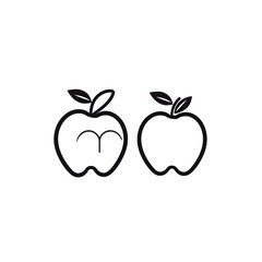 Fototapeta premium Line Art Illustration of Two Apples: One Bitten, One Whole