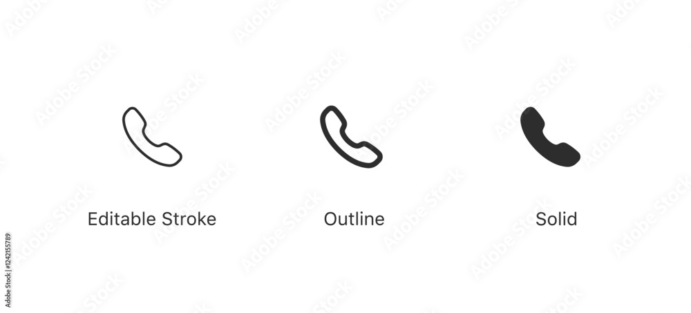 Fototapete phone call icon set, Contact us telephone sign icon - communication contact icons. editable stroke outline style for app user interface and web vector elements